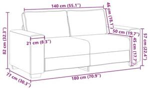 Sofa 2-osobowa, czarna, 180x77x82 cm, tapicerowana tkaninÄ