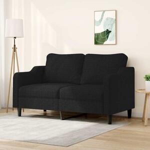 Sofa 2-osobowa, czarna, 140 cm, tapicerowana tkaninÄ
