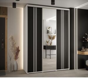 Szafa przesuwna wysoka Davos 7 180, gł. 60 cm biały + czarny + srebrny