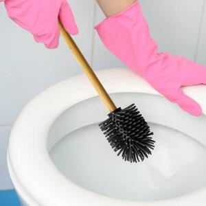 Szczotka do wc Sepio silikonowa główka drewniany uchwyt