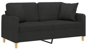 Sofa 2-osobowa z poduszkami, czarna, 140 cm, tkanina