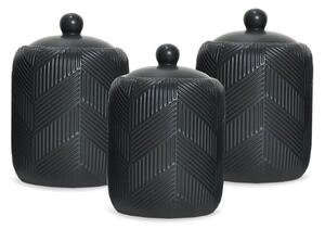 Zestaw 3 pojemników ceramicznych na kawę herbatę i cukier Geometry Black MAESTRO