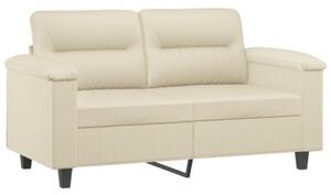 Sofa 2-osobowa z poduszkami, kremowa, 120 cm, sztuczna skÃ³ra