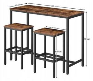 Zestaw barowy stół kuchenny+2 krzesła hoker modern industrialny loft 100 cm