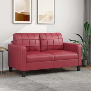 Sofa, 2-osobowa winna czerwieÅ, 140 cm, sztuczna skÃ³ra