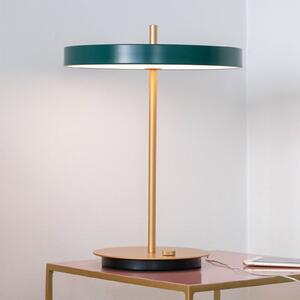 UMAGE lampa stołowa LED Asteria Table, USB, zieleń leśna/mosiądz