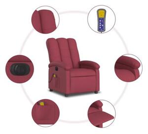 RozkÅadany fotel masujÄ cy, elektryczny, winna czerwieÅ, tkanina