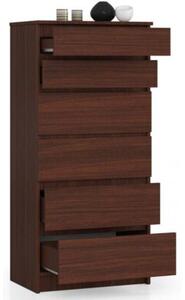 Komoda do sypialni, pokoju, 6 szuflad, STILO, 60x40x130 cm, wenge, mat | TYLETEGOTU
