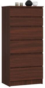 Komoda do sypialni, pokoju, 6 szuflad, STILO, 60x40x130 cm, wenge, mat | TYLETEGOTU