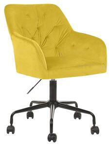 Krzesło biurowe welurowe na kółkach regulowana wysokość żółte Antares Beliani