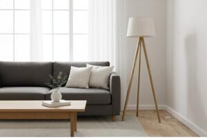Lampa podłogowa trójnóg dębowy Light Home LH Len 1xE27 44cm L01 abażur stożek jasny beżowy