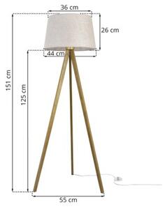 Lampa podłogowa trójnóg dębowy Light Home LH Len 1xE27 44cm L01 abażur stożek jasny beżowy