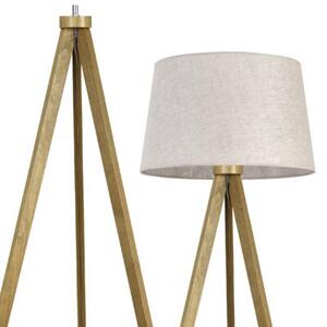 Lampa podłogowa trójnóg dębowy Light Home LH Len 1xE27 44cm L01 abażur stożek jasny beżowy
