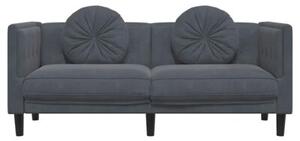 Sofa 2-osobowa z poduszkami, ciemnoszara, aksamit
