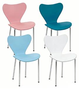 Zestaw czterech krzeseł do jadalni w różnych kolorach
