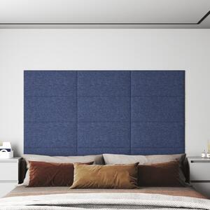 Panele ścienne, 12 szt., niebieskie, 60x30 cm, tkanina, 2,16 m²