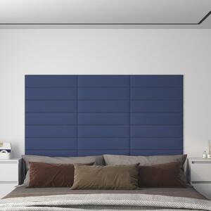 Panele ścienne, 12 szt., niebieskie, 60x15 cm, tkanina, 1,08 m²