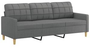 Sofa 3-osobowa z poduszkami, ciemnoszara, 180 cm, tkanina