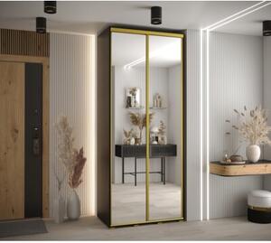 Szafa przesuwna wysoka Davos 2 120, gł. 60 cm czarny + czarny + złoty
