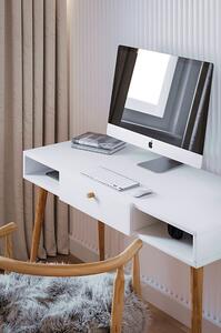 Białe skandynawskie biurko z szufladą - Elara 3X