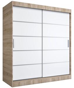 Szafa przesuwna dąb sonoma + biały 180 cm W4-Z61