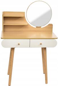 Skandynawska toaletka z lustrem biało-drewniany - Onera 3X