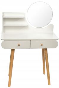 Biała skandynawska toaletka z półkami i lustrem - Onera 3X