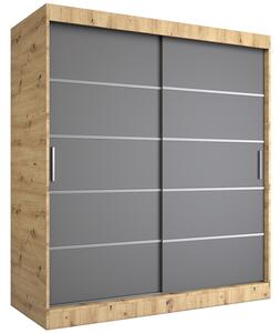 Szafa przesuwna dąb artisan + antracyt 180 cm F3-A50