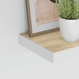 Wisząca półka ścienna, dębowo-biała, 23 x 23,5 x 3,8 cm, mdf