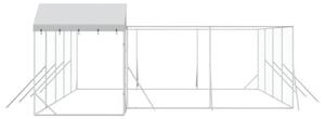 Kojec dla psa, z dachem, srebrny, 10x6x2,5m, stal galwanizowana