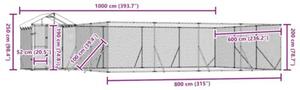 Kojec dla psa, z dachem, srebrny, 10x6x2,5m, stal galwanizowana