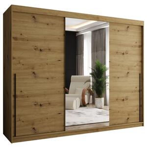 Szafa przesuwna z lustrem Garderoba SIMA T1 250 artisan + u. czarny