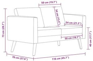 Sofa 2-osobowa, materiaÅowa, jasnoszara
