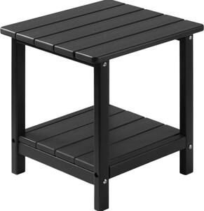 Plastikowy stolik boczny 45x38x44 cm, stolik ogrodowy HDPE, stolik balkonowy z 2 półkami, stolik nocny, czarny stolik kawowy, stolik dekoracyjny na taras, basen, plażę, werandę, do ogrodu
