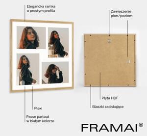 Ramka na zdjęcia 4x 13x18 cm kolor dębowy galeria zdjęć multirama collage 40x40 cm FRAMAI®