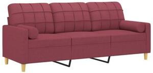 Sofa 3-osobowa z poduszkami, bordowa, 180 cm, tkanina