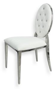 Krzesło Ludwik glamour White - nowoczesne krzesła pikowane kryształkami