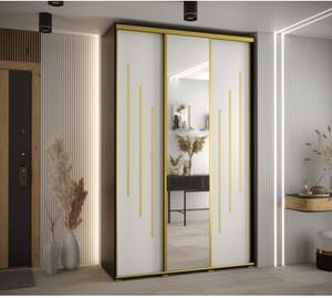Szafa przesuwna wysoka Davos 9 160, gł. 60 cm czarny + biały + złoty