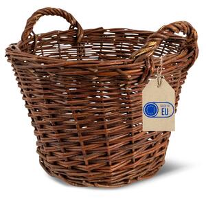 Kosz na pranie wiklinowy | CREATIVE HOME | Okrągły duży uniwersalny 35 cm | Ciemny brązowy