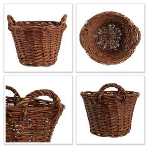 Kosz na pranie wiklinowy | CREATIVE HOME | Okrągły duży uniwersalny 35 cm | Ciemny brązowy
