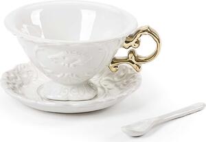 Filiżanka do herbaty ze spodkiem i łyżeczką I-Wares Gold
