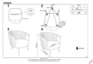 Halmar Fotel Wypoczynkowy Crown Salon Klasyczny/Minimalistyczny Bordowy/Złoty