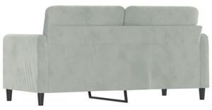 Sofa 2-osobowa, jasnoszara, 140 cm, tapicerowana aksamitem
