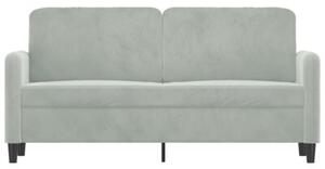 Sofa 2-osobowa, jasnoszara, 140 cm, tapicerowana aksamitem