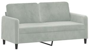Sofa 2-osobowa, jasnoszara, 140 cm, tapicerowana aksamitem