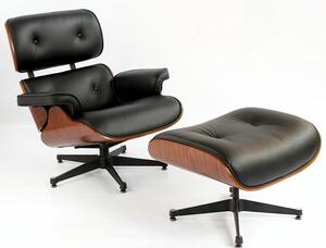 Malo Design Fotel Z Podnóżkiem Tokyo Biuro/Pracownia Nowoczesny Czarny Skóra/Wiśnia