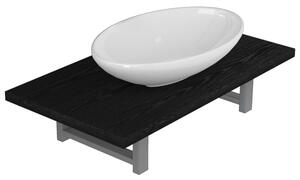Dwuczęściowy zestaw mebli do łazienki, ceramiczny, czarny