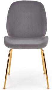Ekskluzywne tapicerowane krzesło złote nogi K381 - szary