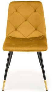 Tapicerowane krzesło z pikowaniem glamour K438 - musztardowy