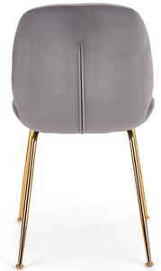 Ekskluzywne tapicerowane krzesło złote nogi K381 - szary